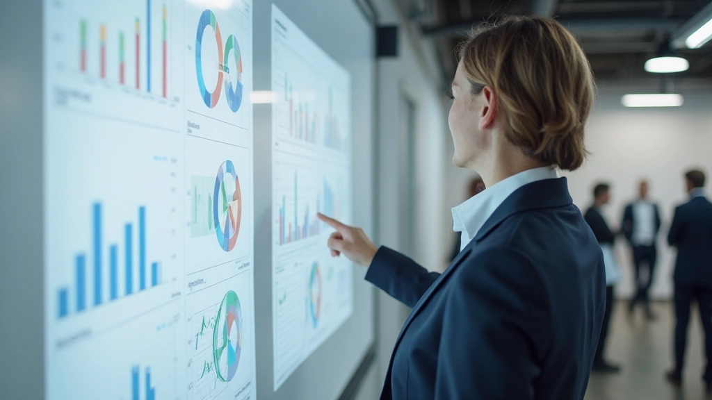 Professionele analytics workspace met laptop en data visualisatie dashboards op scherm