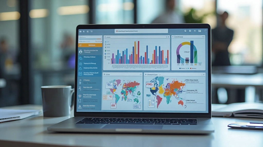 Datavisualisatie grafiek en dashboard presentatie op computer monitor